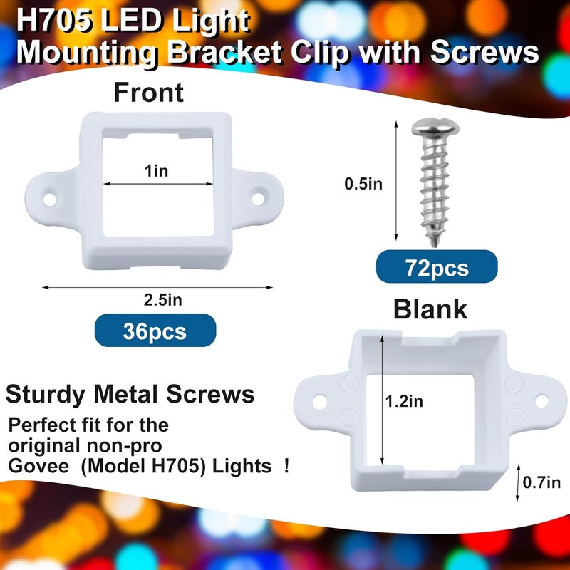 Wenfan 36 مجموعة تركيب لأضواء جوفي الخارجية H705 حامل مصباح LED مع 72 برغي مشابك تركيب مقاومة للماء متوافقة مع جوفي (نموذج H705)، مناسبة للإضاءة بطول 50 قدم، أبيض - Image 2